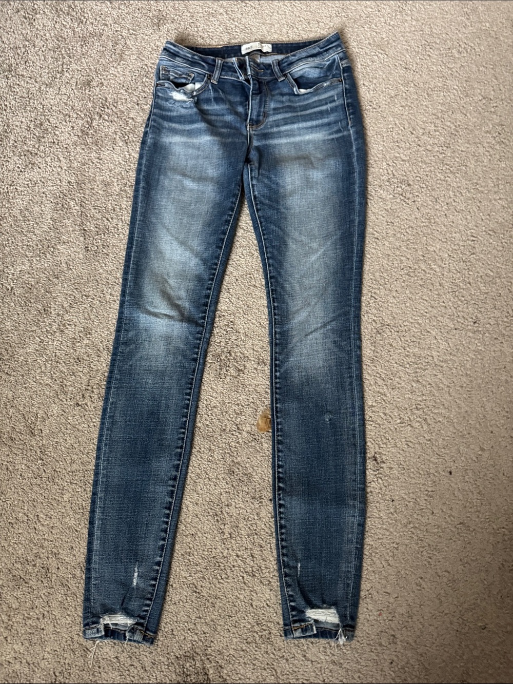 BKE Women's Distressed Dark Blue Skinny Jeans